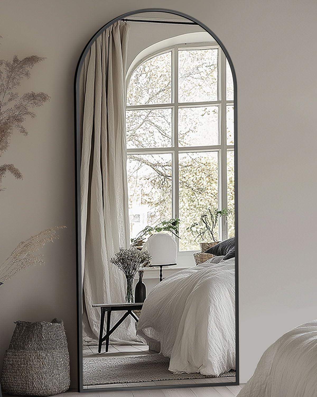 71"x28" Arched Full Length Mirror with Stand,Full Body Floor Mirror