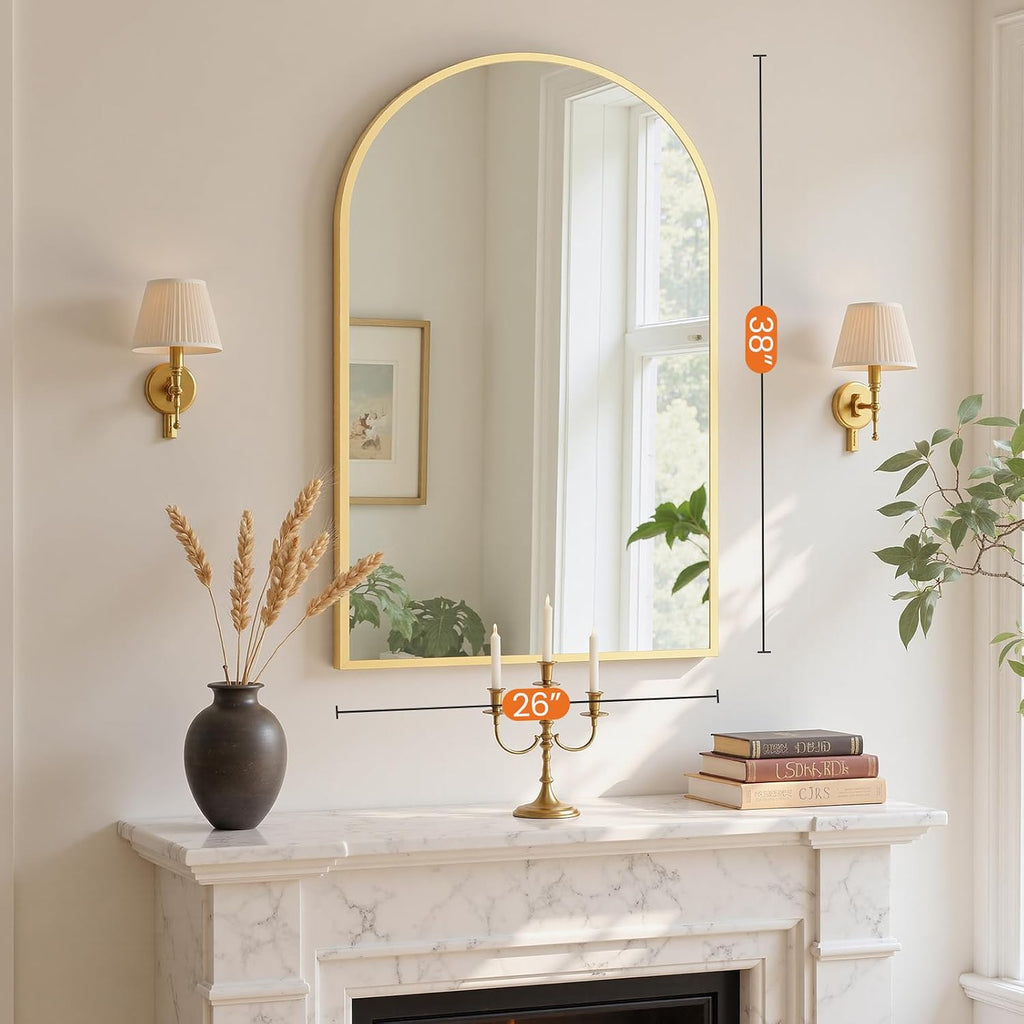 Sweetcrispy 26"x38" Arched Bathroom Mirror, Bathroom Mirrors for Over Sink