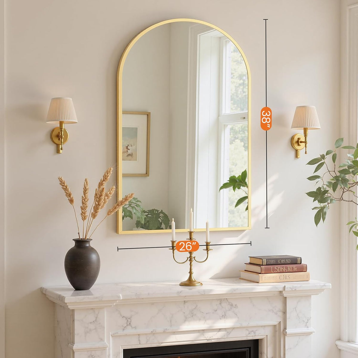 Sweetcrispy 26"x38" Arched Bathroom Mirror, Bathroom Mirrors for Over Sink
