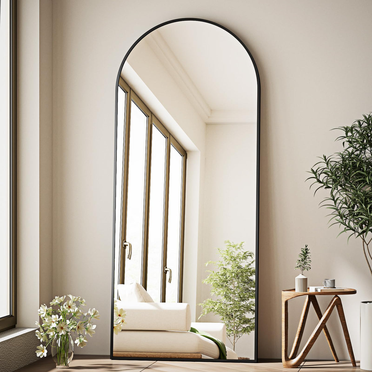 GLSLAND 30x71 Arched Full Length Mirror, Large Full Body Floor Mirror, Gold