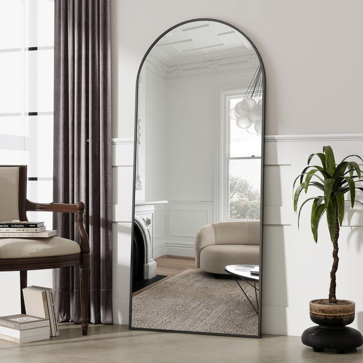 BEAUTYPEAK 71"x26" Arch Full Length Mirror, Full Body Floor Mirror with Stand Hanging or Leaning, Aluminum Alloy Frame Wall Mirrors for Bedroom, Dressing Room, Black