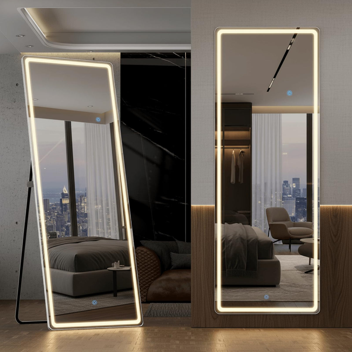 Alpen 71x26 Inches Arched LED Full Length Mirror, Floor Mirror with Stand