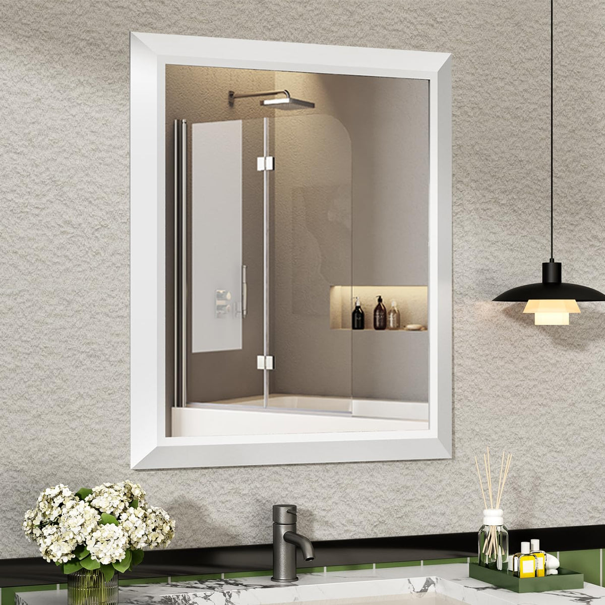 SMIROR 24x36 Matte Black Bathroom Vanity Mirror for Over Sink
