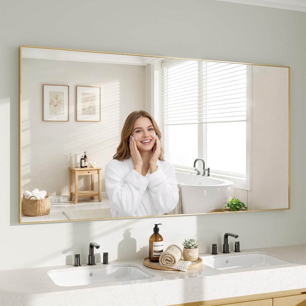 Koonmi Black Mirrors for Wall, 30x40 Inch Bathroom Mirror, Rectangular Wall Mirror for Living Room Bedroom Bathroom, Hangs Horizontally or Vertically