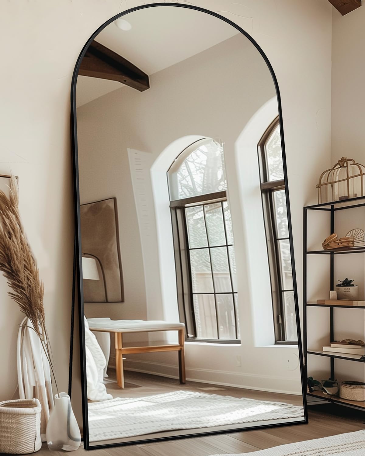 71"x28" Arched Full Length Mirror with Stand,Full Body Floor Mirror