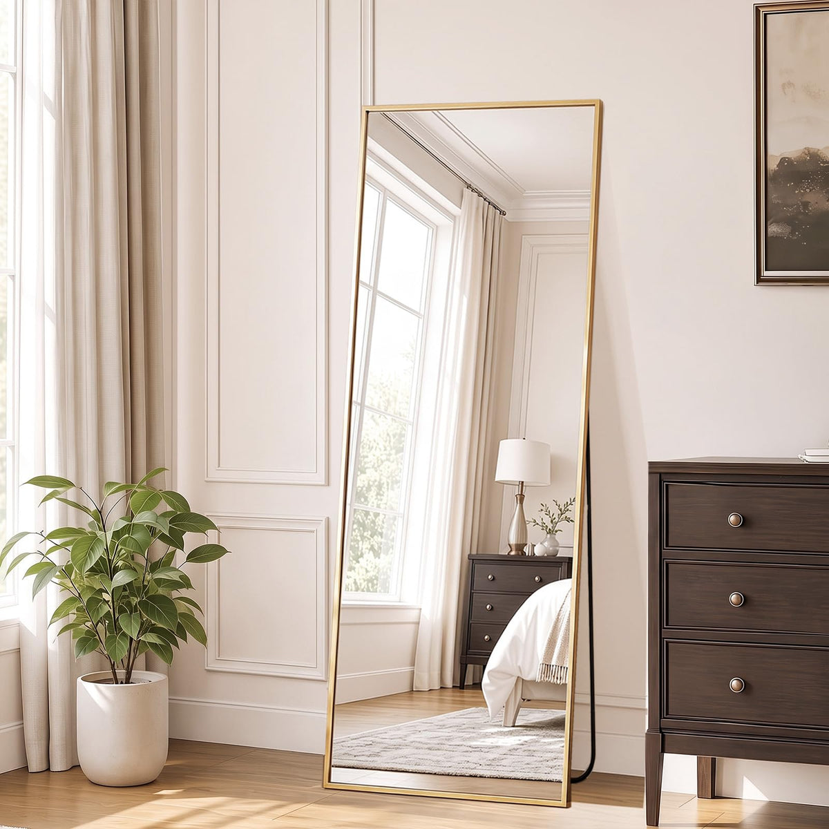 DUMOS 65"x24" Arched Full Length Mirror with Stand, Full Body Floor Mirror