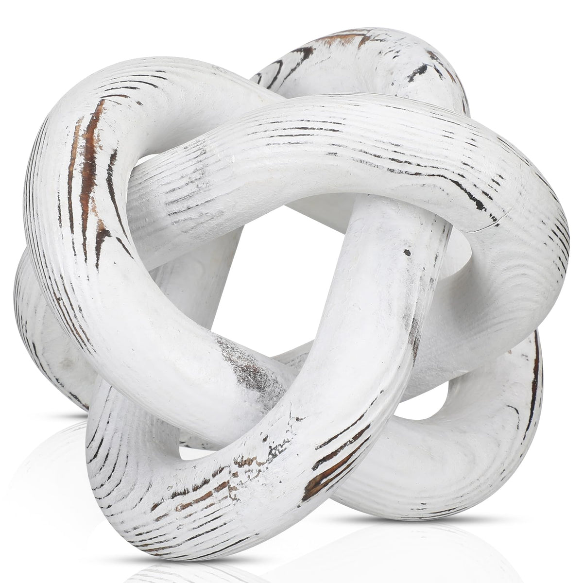 Yalikop 3 Link Wood Knot Decor Rustic Table Shelf Accents, White