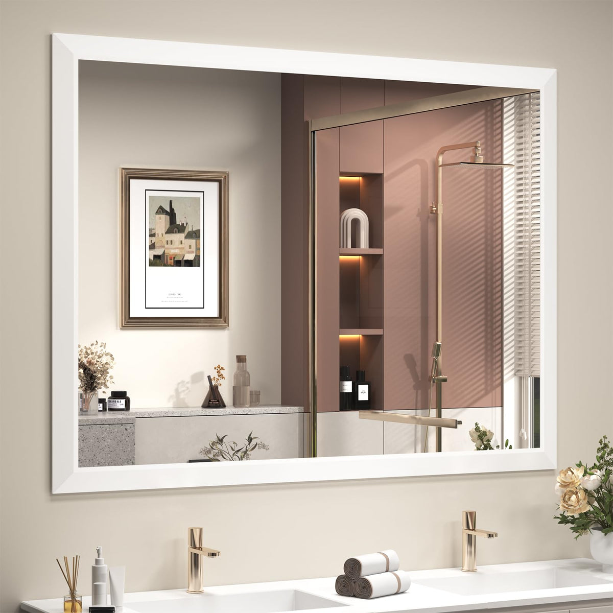 SMIROR 24x36 Matte Black Bathroom Vanity Mirror for Over Sink
