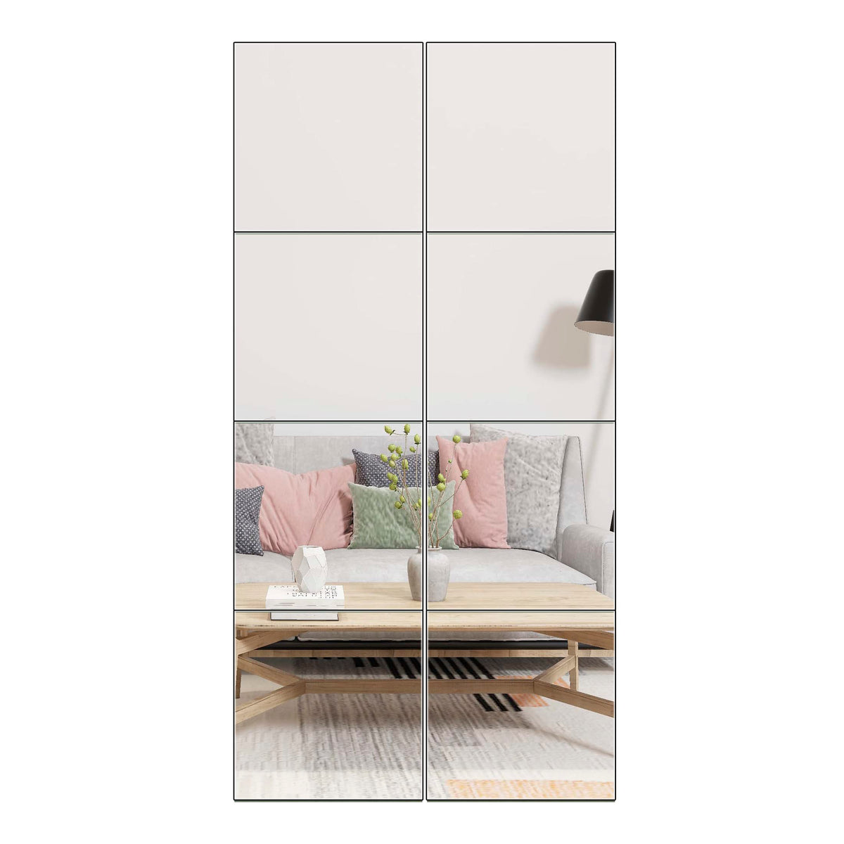Home Gym Mirror Tiles, 12" x 12" x 12PCS Wall Mirror Tiles Frameless Glass