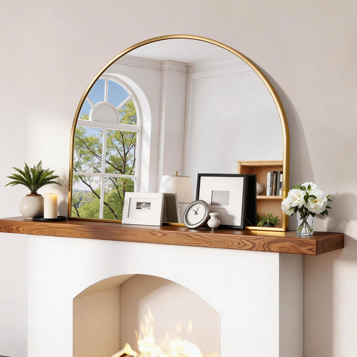 CIRCUMI Arched Wall Mirror, 36"x48" Black Arched Mirror for Bathroom