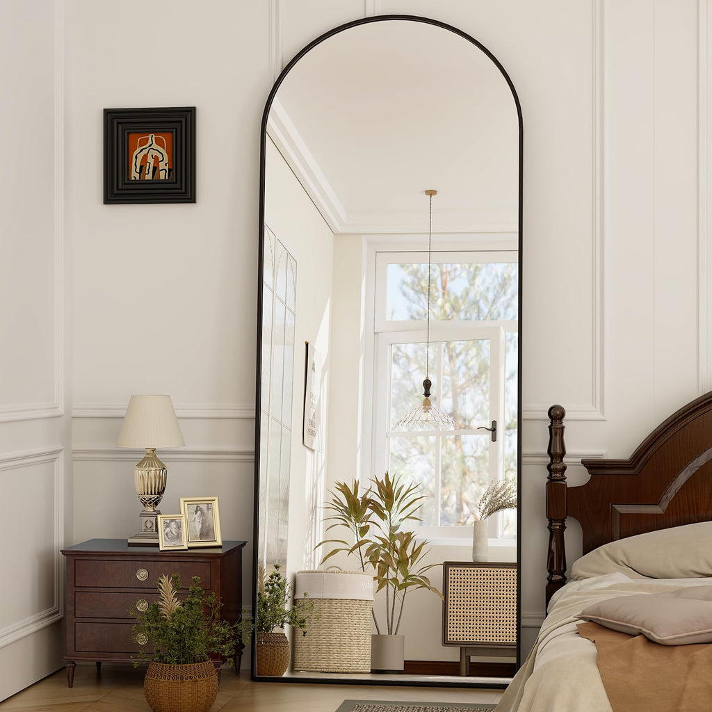 GLSLAND 30x71 Arched Full Length Mirror, Large Full Body Floor Mirror, Gold