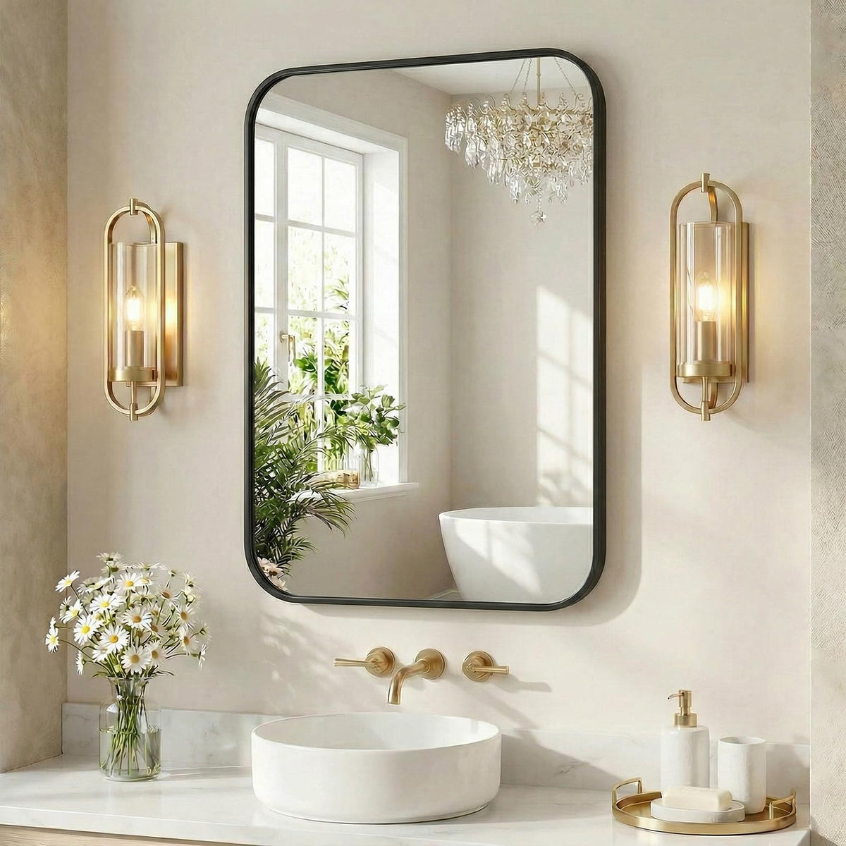 Sweetcrispy Bathroom Mirror 40x30 Inch, Vanity Mirror for Wall