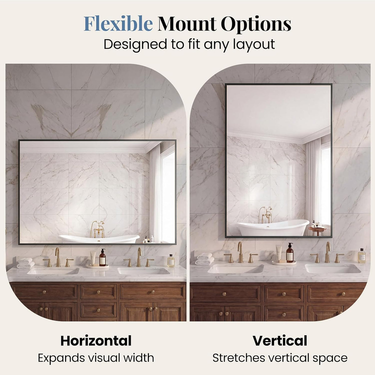 DUMOS Bathroom Mirror for Over Sink, 48"x30" Rectangle Wall Mount Mirror