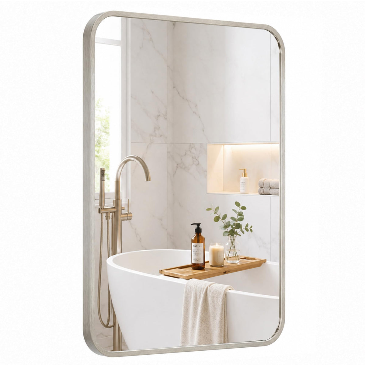 2-Pack 24x36 Inch Matte Black Rounded Rectangle Vanity Mirrors