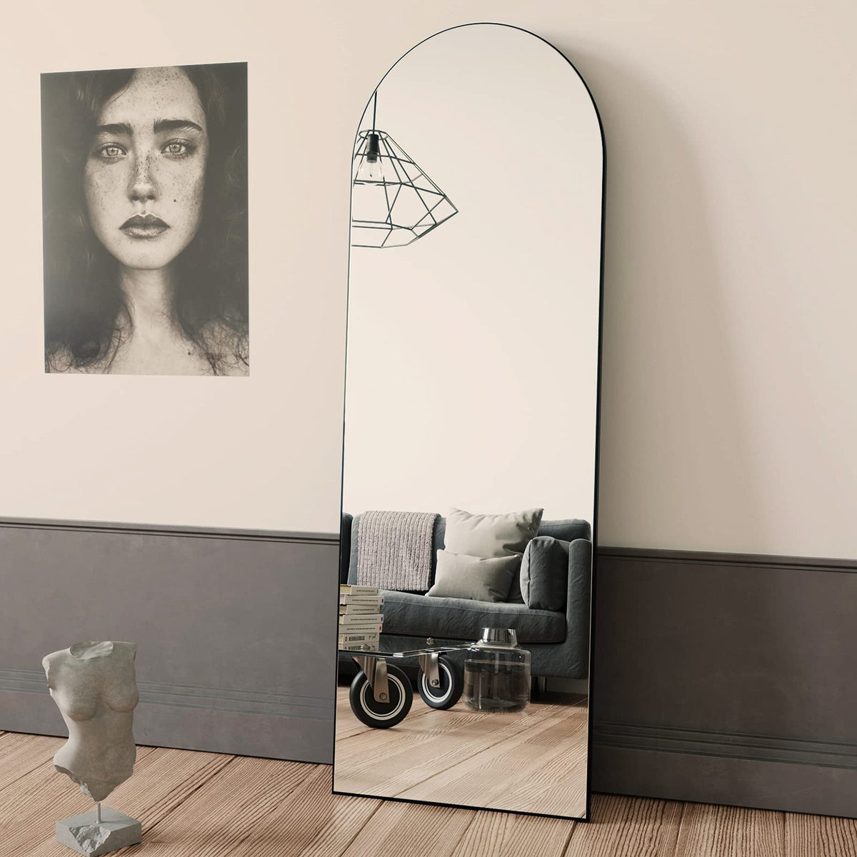 BEAUTYPEAK 20"x30" Arch Bathroom Wall Mirror, Gold