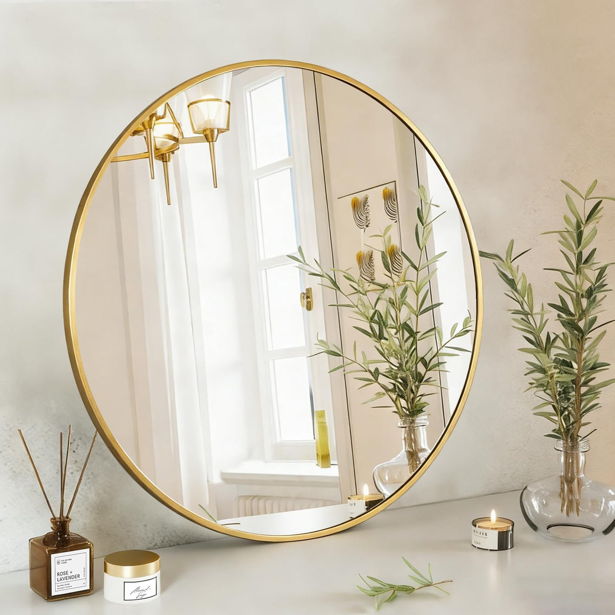 NEWBULIG 36 Inch Round Bathroom Mirror, Wall Mount Vanity Mirror