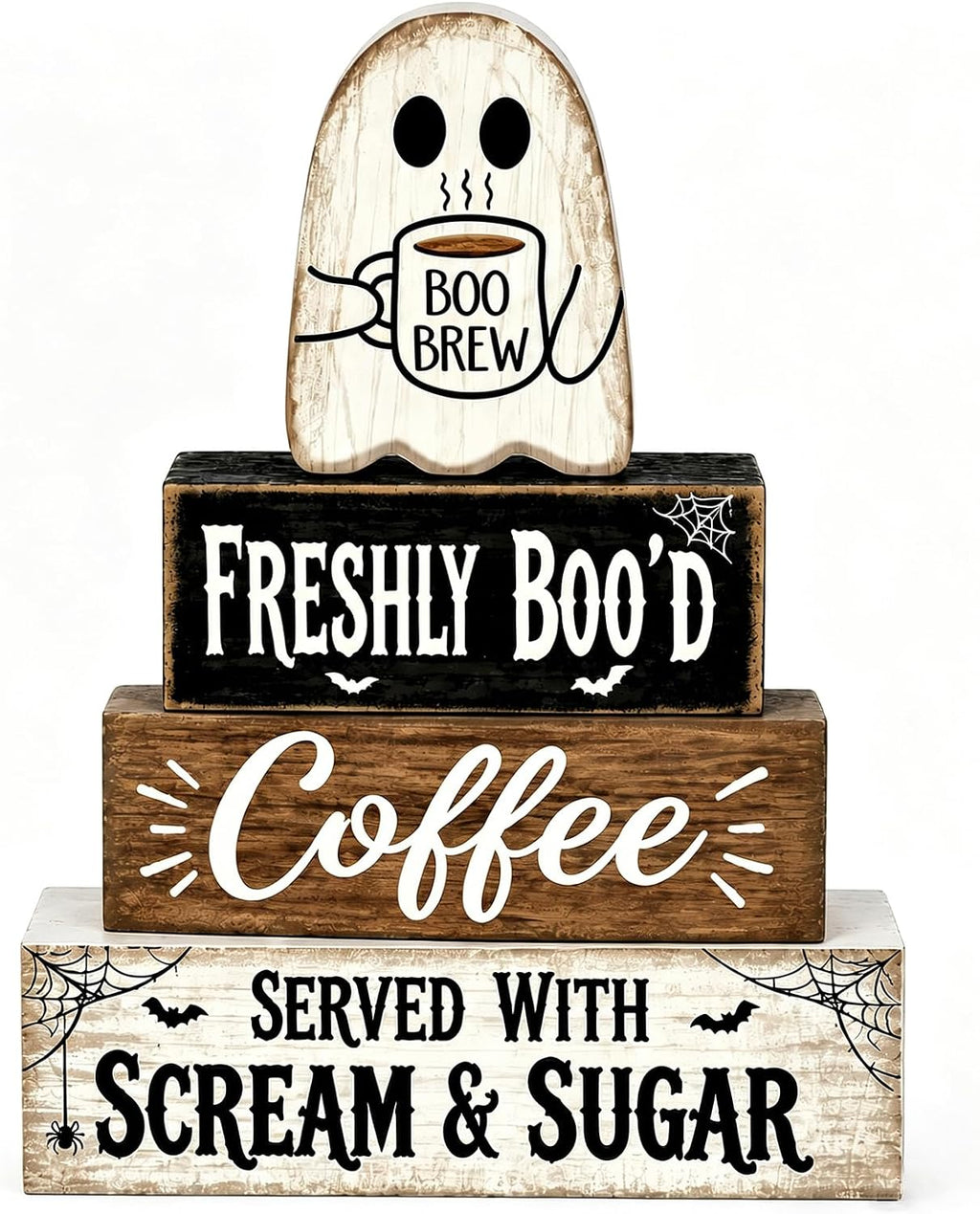 Halloween Decorations Indoor Wooden Cute Ghost Kitchen Coffee Bar Decor