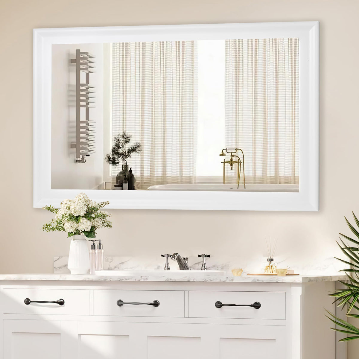 White Wall Mirror for Bathroom,Rectangle Large 30 x 40 inch Vanity Mirrors