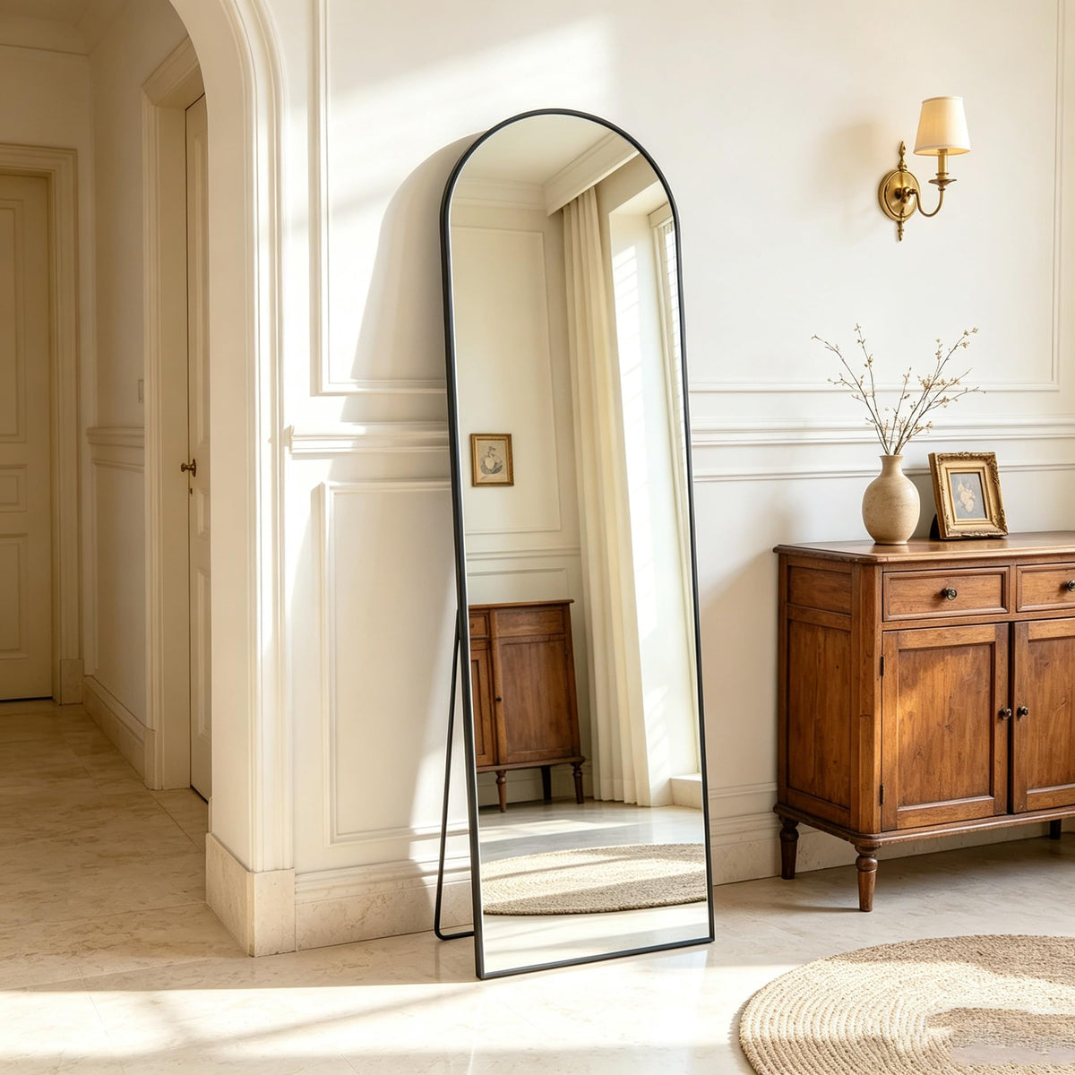 Sweetcrispy 55"x15" Full Length Mirror, Standing Full Body Mirror, Black