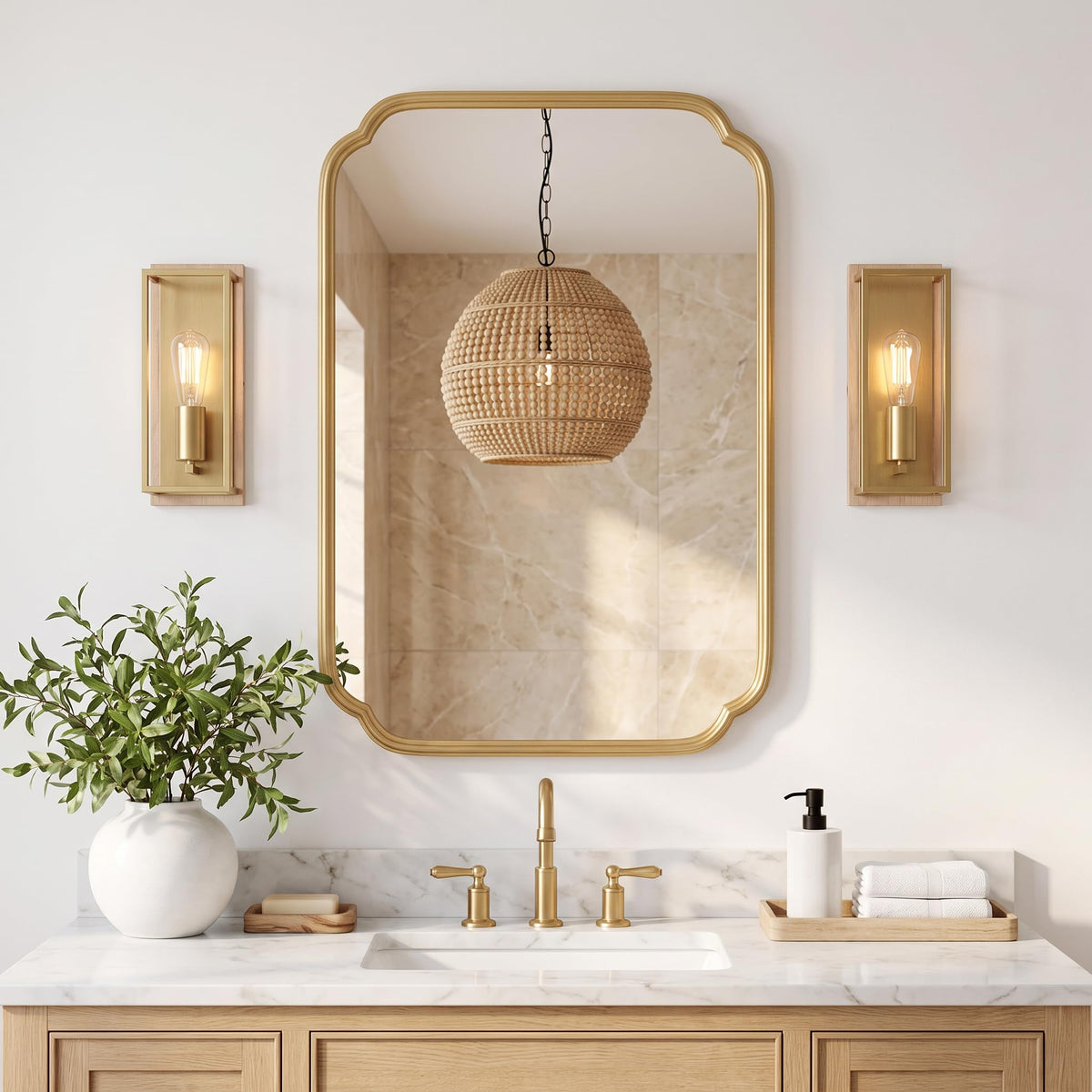 Ferytange 48"x16" Gold Door Mirror Full Length Over The Door with Non-Rusting Metal Frame, Modern Full Body Mirror Bedroom Closet Bathroom