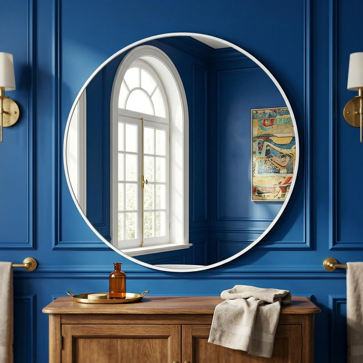 HARRITPURE Round Mirror 30 Black Wall Mounted Circle Mirrors