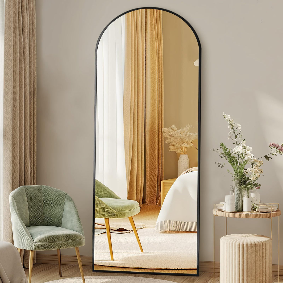 DUMOS Arched Mirror Full Length Floor, 59x16 Inch Full Body Standing Mirror