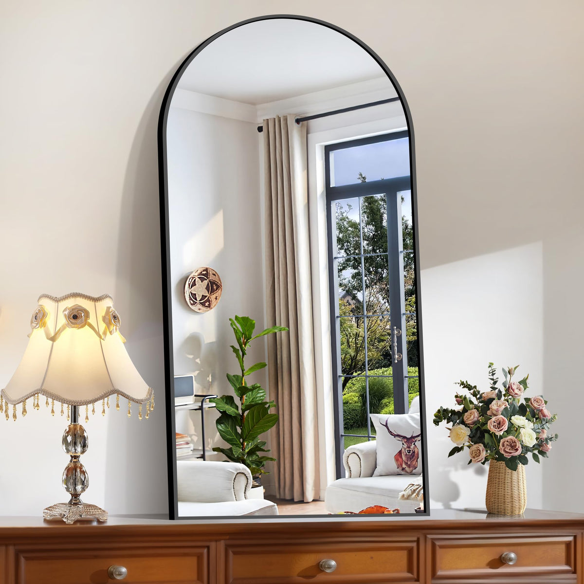 CIRCUMI Arched Wall Mirror, 36"x48" Black Arched Mirror for Bathroom