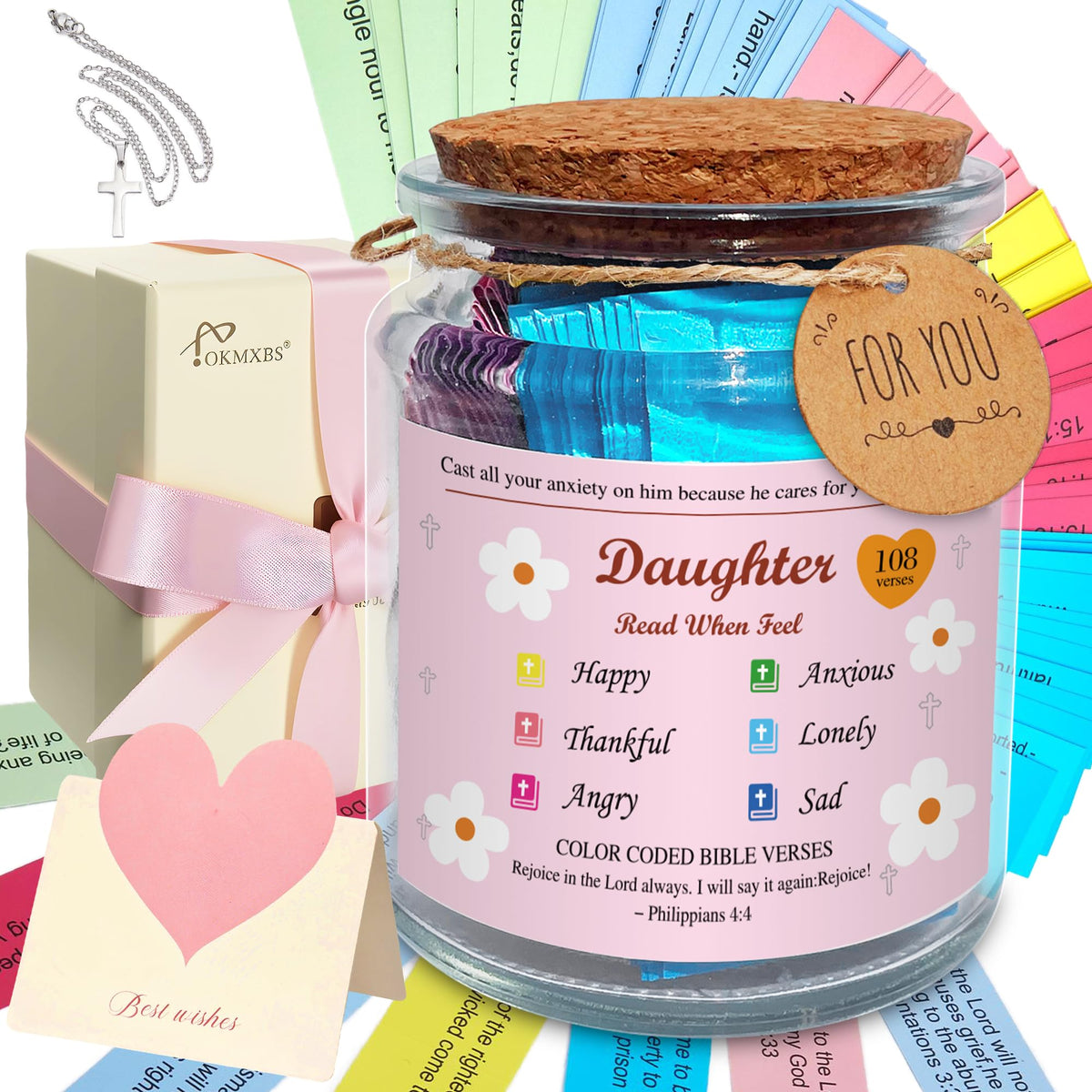 Bible Verse Jar,Read Me When Bible Verses Jar for Emotions and Feelings,Mothers Day Gifts,Christian Gift For Women and Men,Mothers Day Gift Bulk,Birthday Gifts for Women