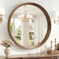Brakki Round Wall Mirror with Wood Frame, 36" Circle Mirror for Bathroom