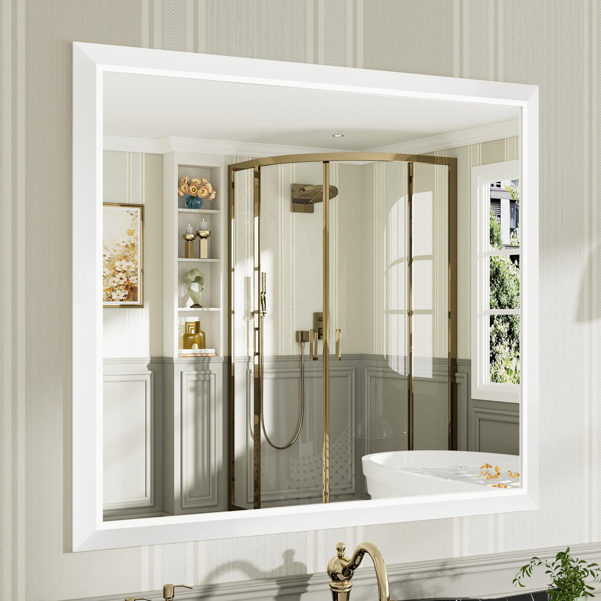 Briivue Black Metal Framed Bathroom Wall Mirror, 40x30 Inch