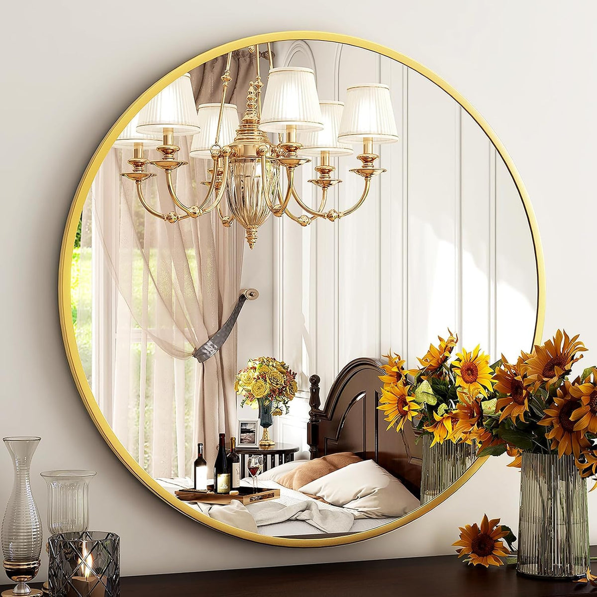 HARRITPURE Round Mirror 30 Black Wall Mounted Circle Mirrors