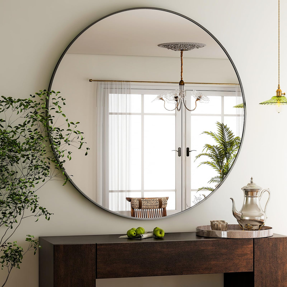 HARRITPURE Round Mirror 30 Black Wall Mounted Circle Mirrors