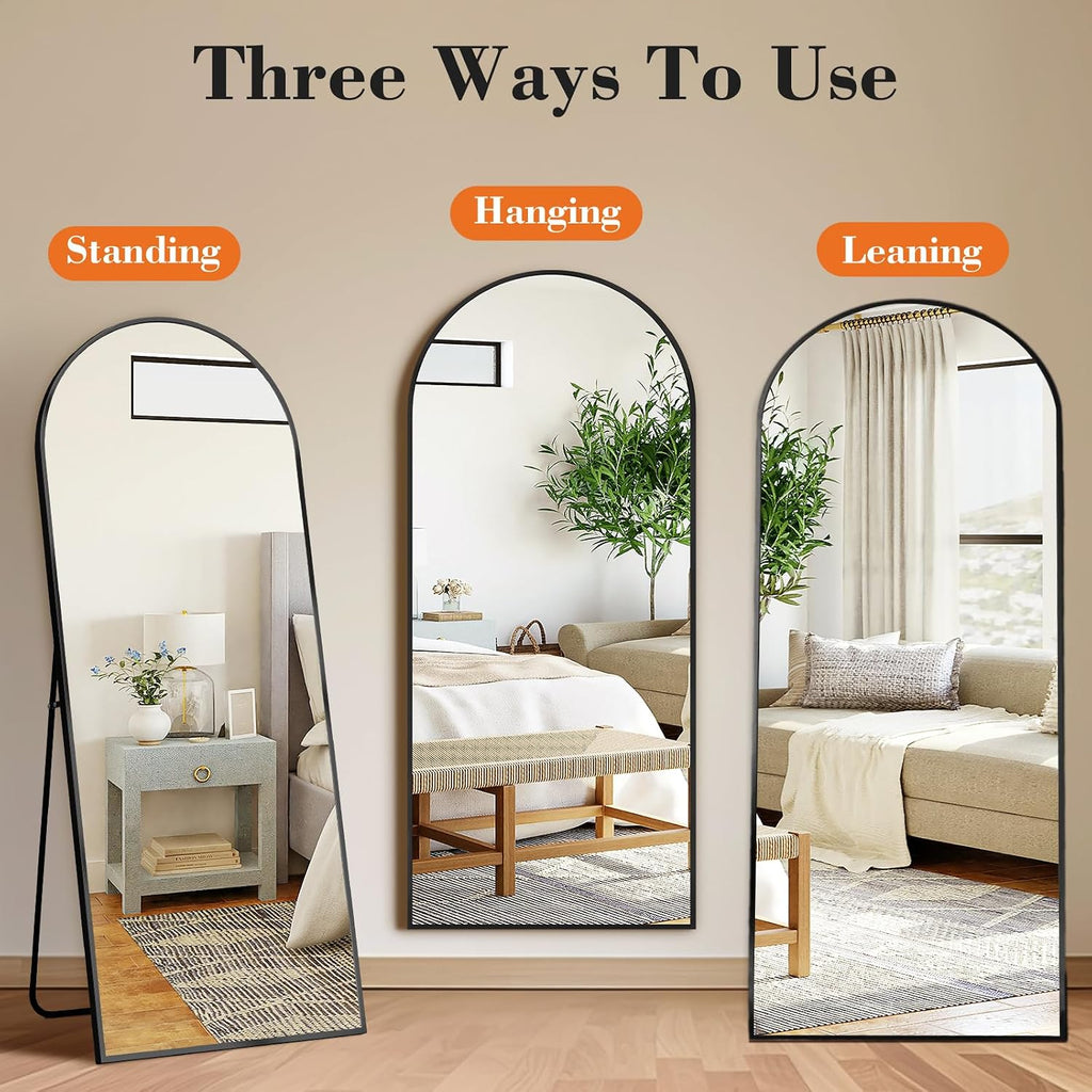 DUMOS 63"x20" Arched Full Length Floor Mirror, Full Body Mirror with Stand