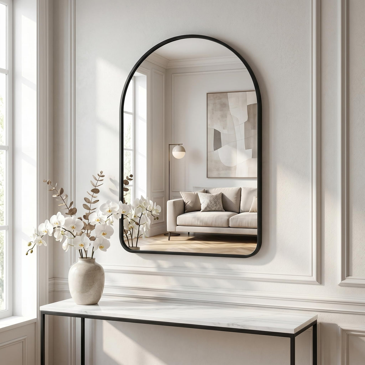 HARRITPURE Arched Wall Mirror 30"x40" Gold Arch Bathroom Vanity Mirror