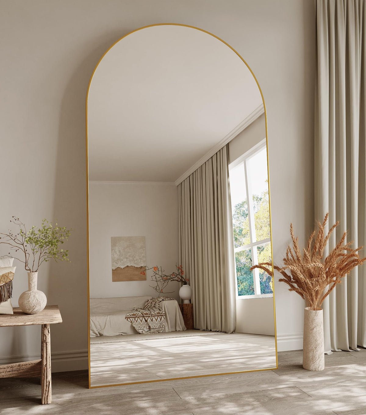 Koonmi 71x30 Arched Full Length Mirror, Floor Mirror with Stand