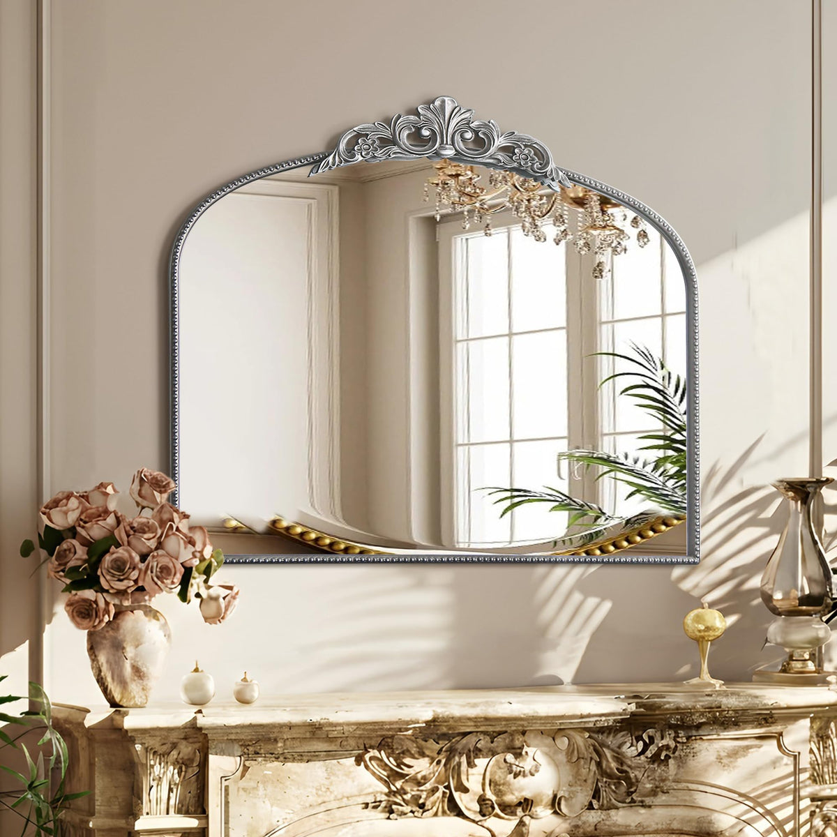 Micasso Black Full Length Mirror: 21''x56'' Baroque Vintage Floor Mirror