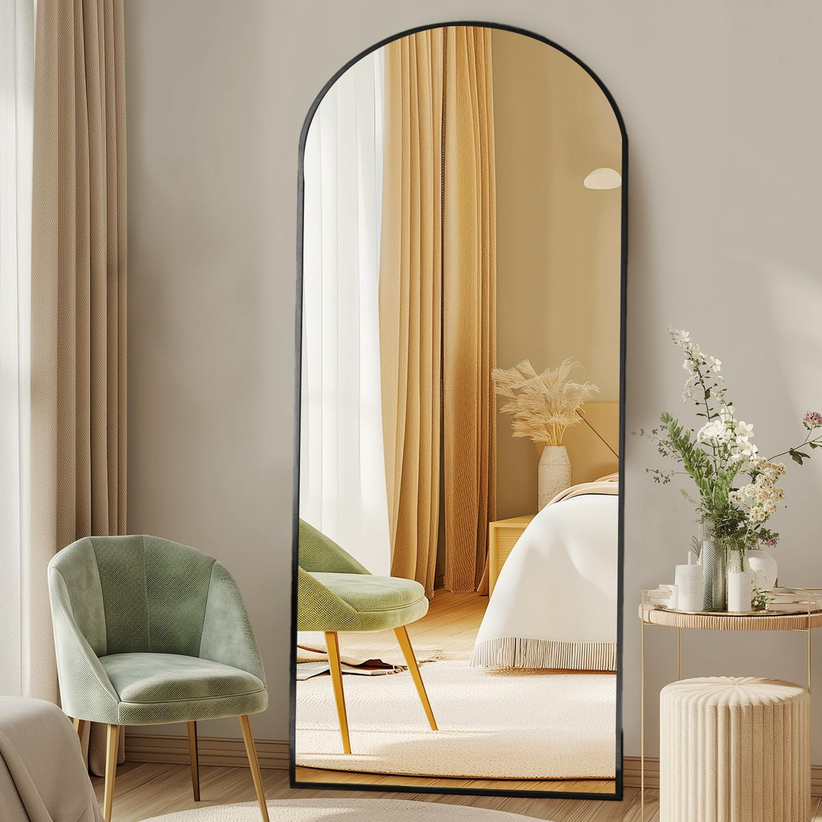 DUMOS Arched Mirror Full Length Floor, 59x16 Inch Full Body Standing Mirror