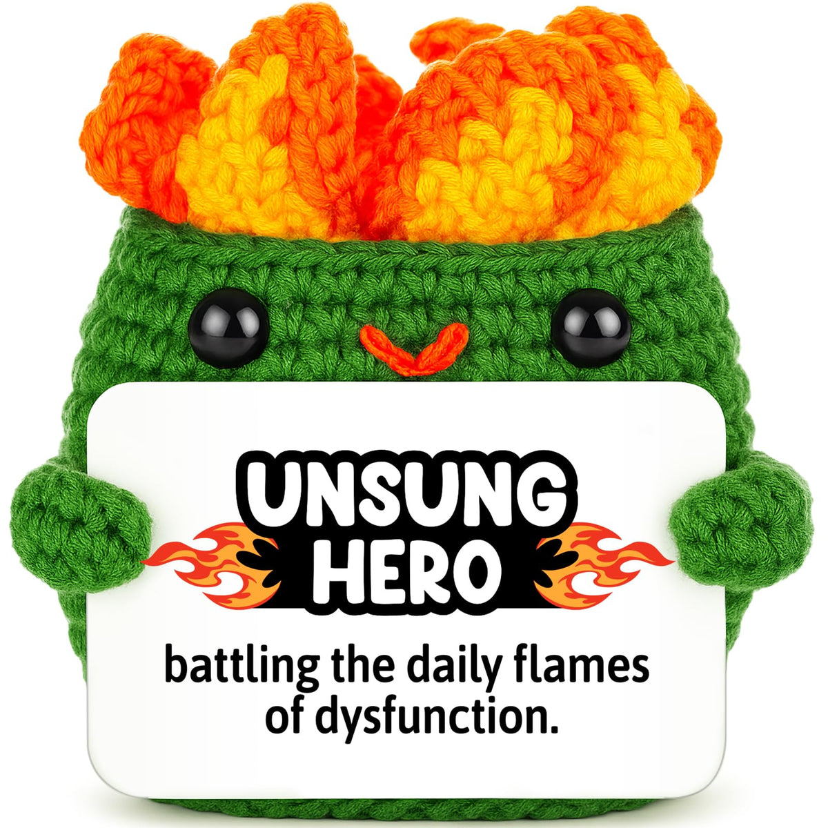Positive Crochet Dumpster Raging Fire Thank You Birthday Retirement