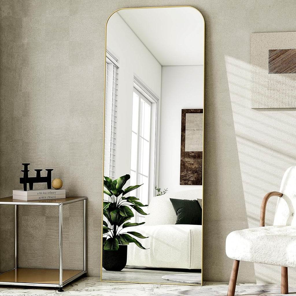 HARRITPURE 57"x20" Full Length Mirror Gold Rounded Corner Floor Mirror