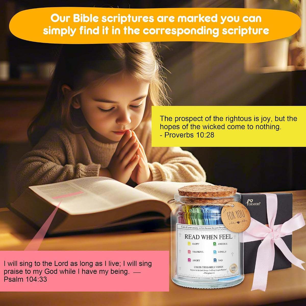 Bible Verse Jar,Read Me When Bible Verses Jar for Emotions and Feelings,Mothers Day Gifts,Christian Gift For Women and Men,Mothers Day Gift Bulk,Birthday Gifts for Women