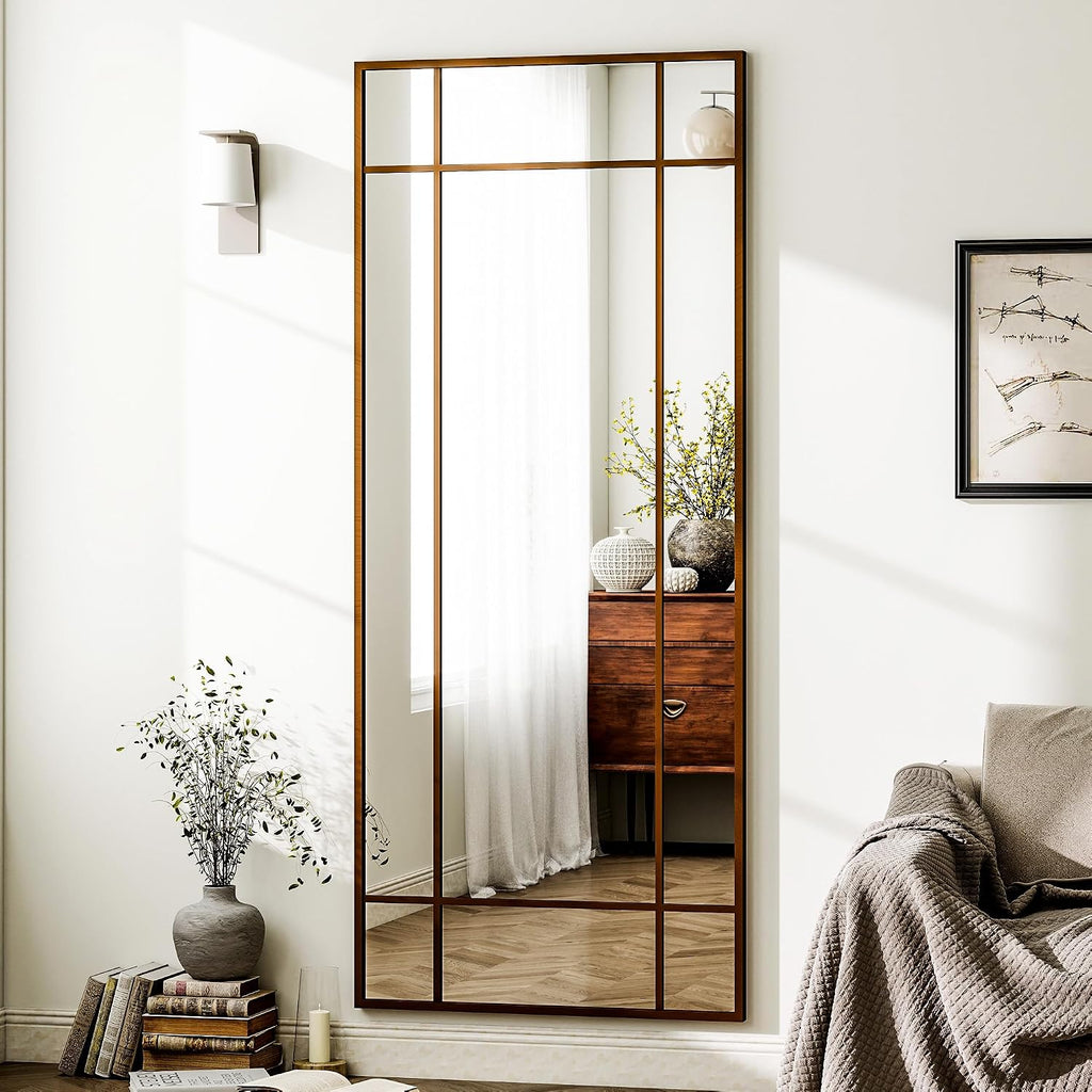 HARRITPURE Windowpane Full Length Mirror, 71"x30" Floor Mirror, Bronze