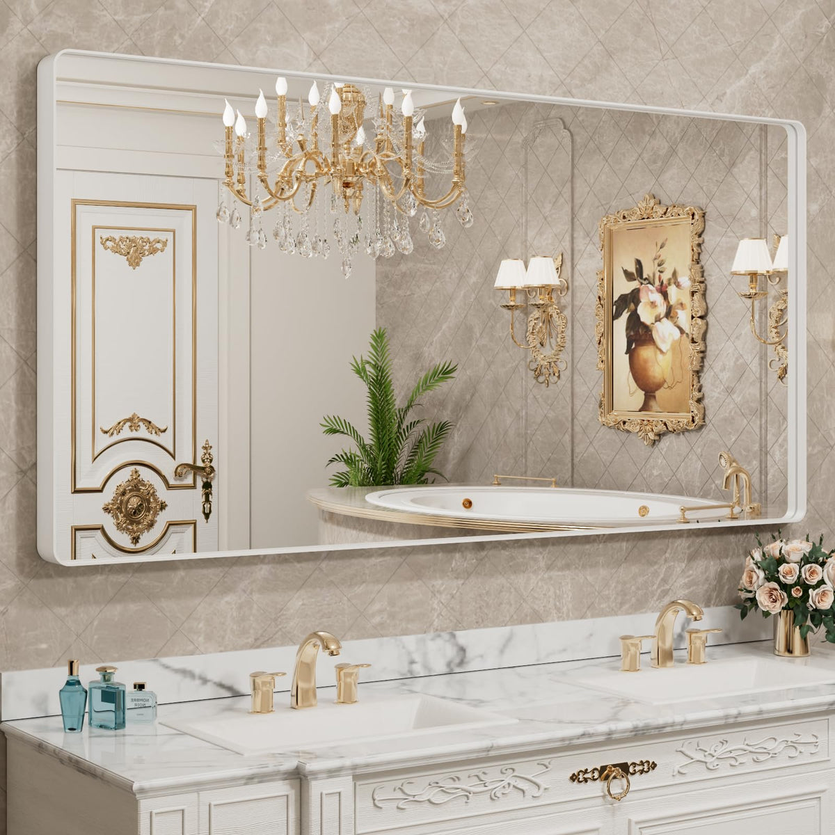 LOAAO 24X36 Inch Black Bathroom Mirror Metal Framed