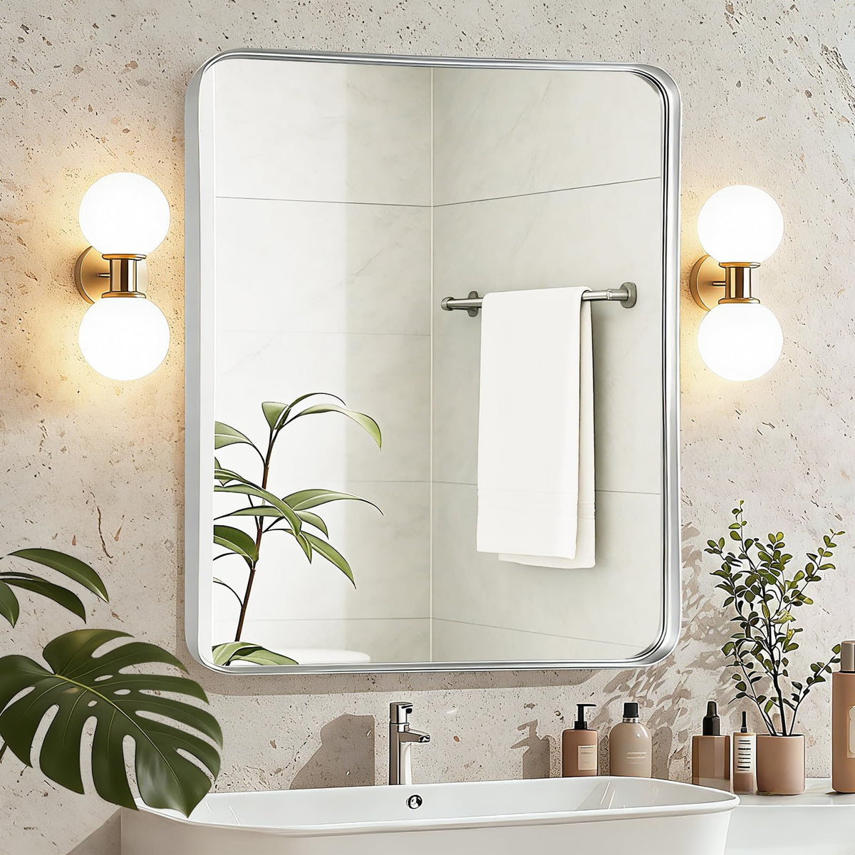 Black Bathroom Vanity Mirror Over Sink 2 Pack, 24x36 Large Wall Mirror