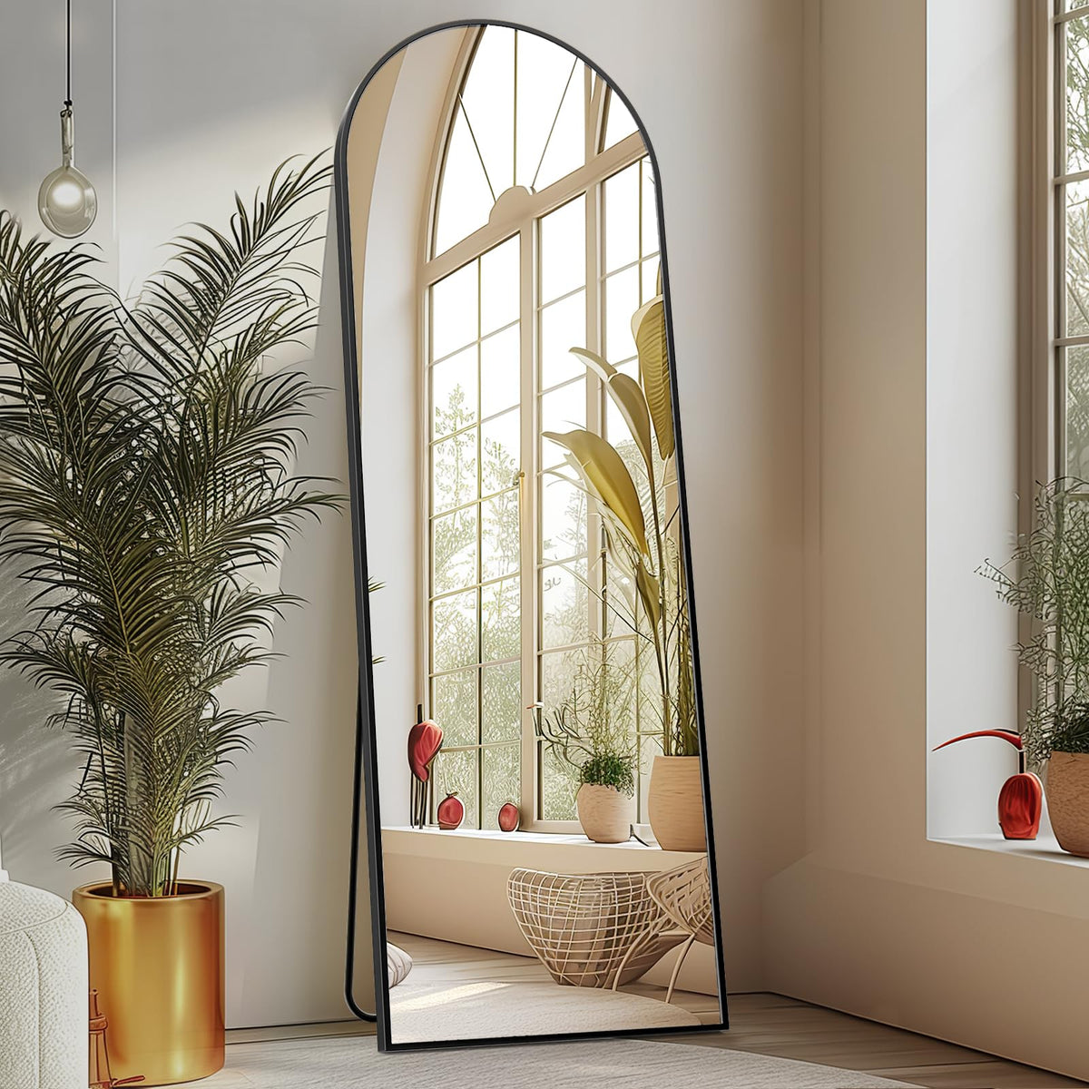 Sweetcrispy 55"x15" Full Length Mirror, Standing Full Body Mirror, Black