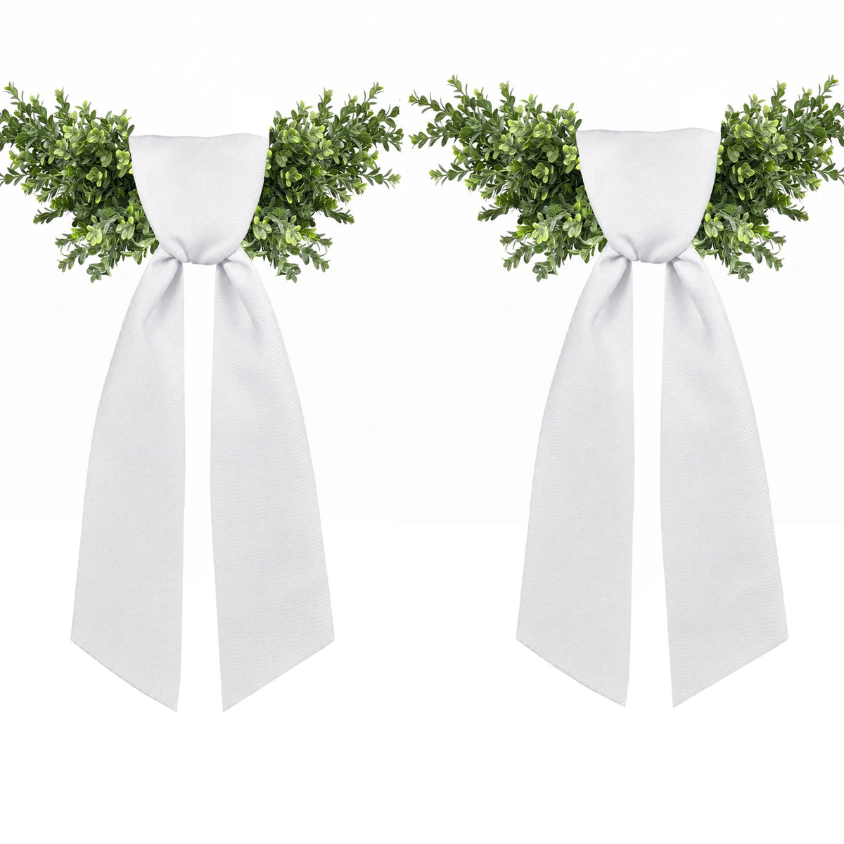 2 Pcs White Wreath Sash for Front Door, Embroidery Blank Wreath Sashes, Textured Twill Finish Sash Ribbon Accessories for Flower Bouquet Garland Yard Doorway Wedding Xmas, 4.9 x 57 Inches