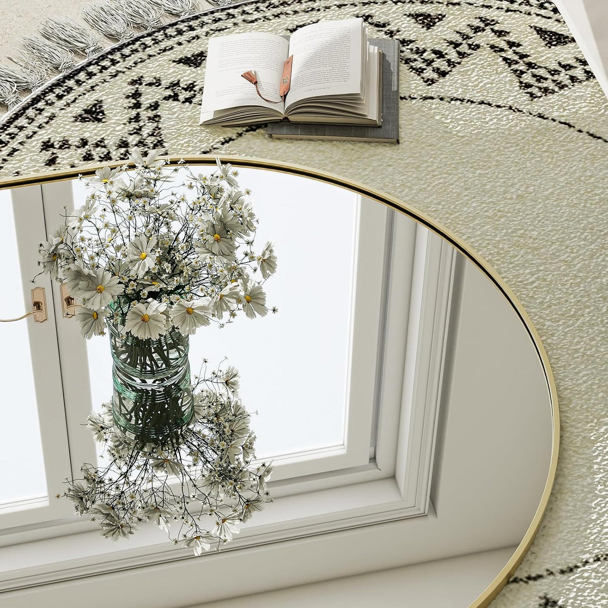 GLSLAND 30x71 Arched Full Length Mirror, Large Full Body Floor Mirror, Gold