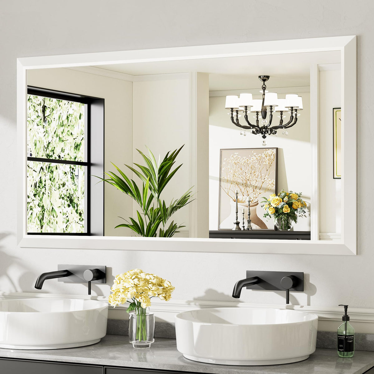 Briivue Black Metal Framed Bathroom Wall Mirror, 40x30 Inch