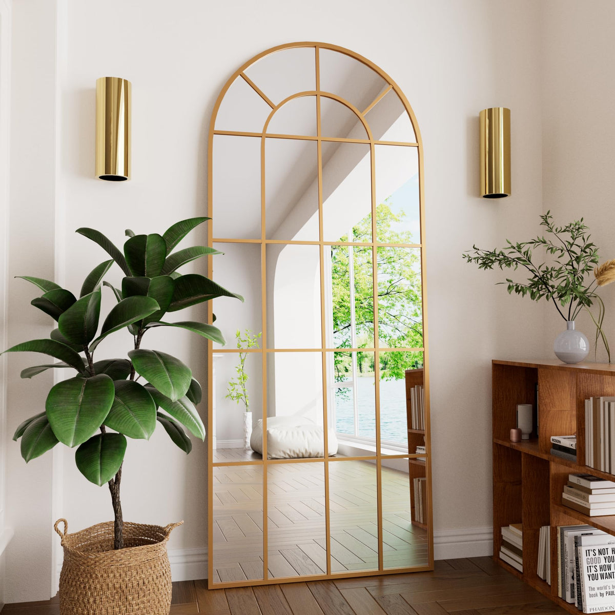 HARRITPURE Windowpane Full Length Mirror, 71"x30" Floor Mirror, Bronze