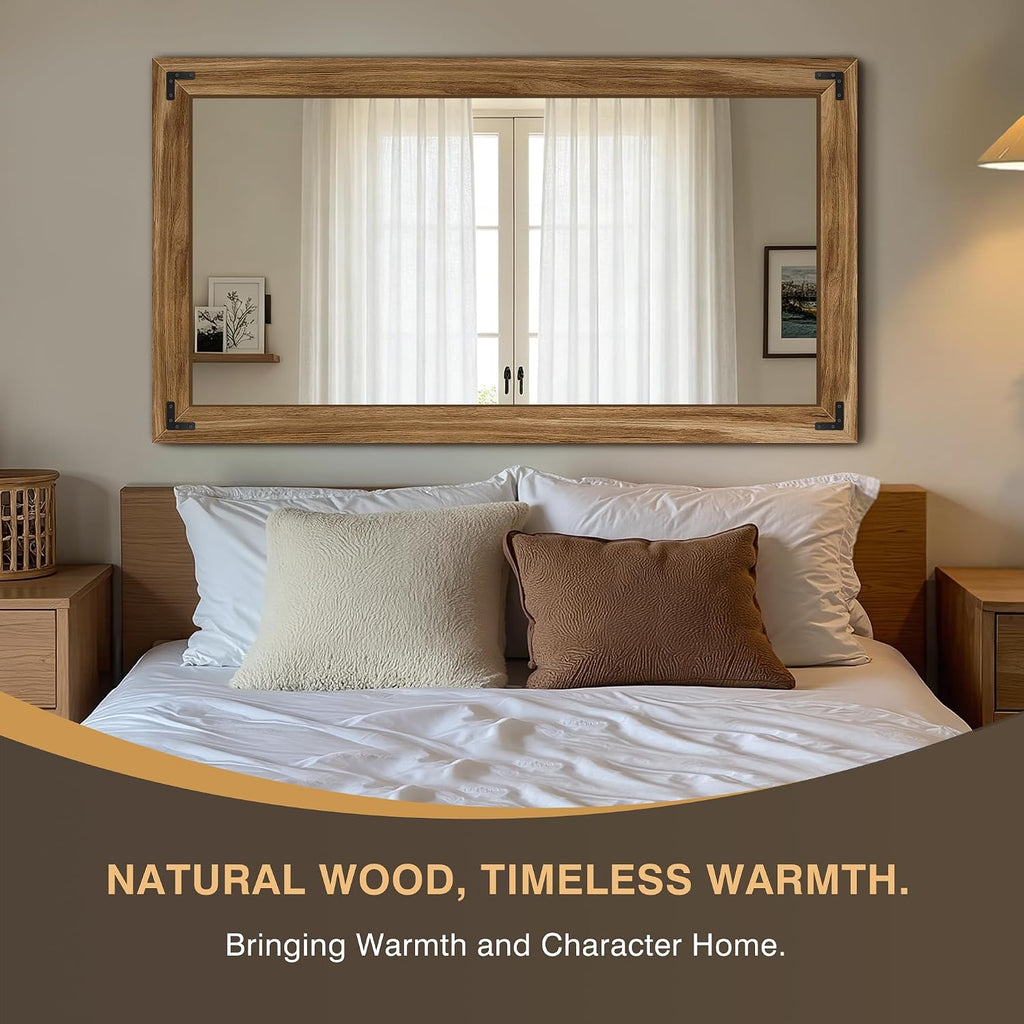 FICTOR Full Length Mirror, 30" x 55" Wooden Floor Mirror for Wall