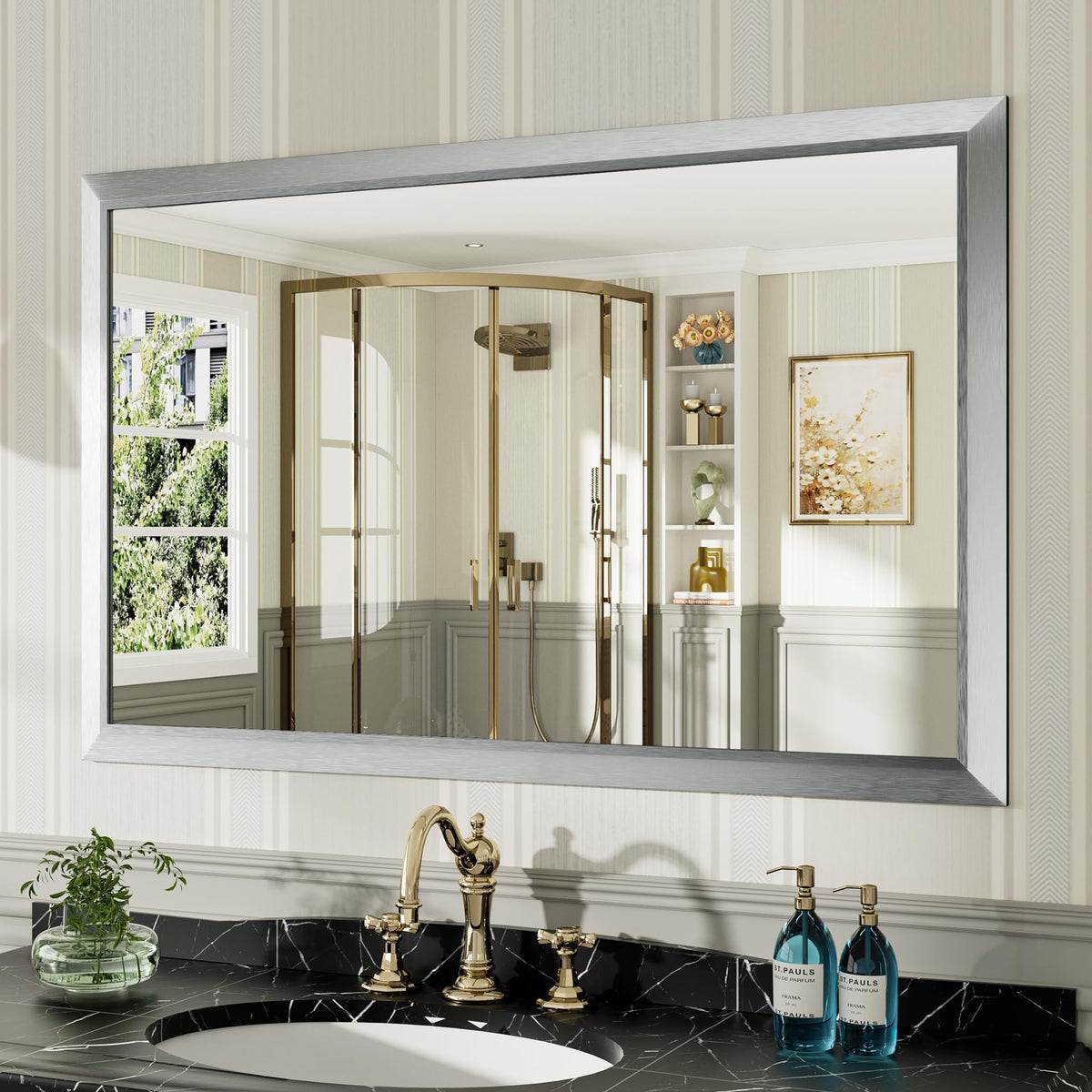 Briivue Black Metal Framed Bathroom Wall Mirror, 40x30 Inch